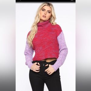 Fashion Nova Colorblock my way sweater - magenta/combo